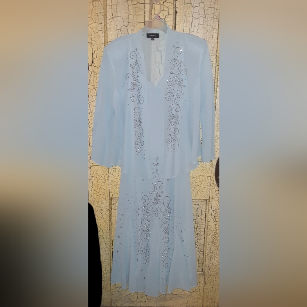 Rhinestone dress with matching sheer cardiagan. Small stain